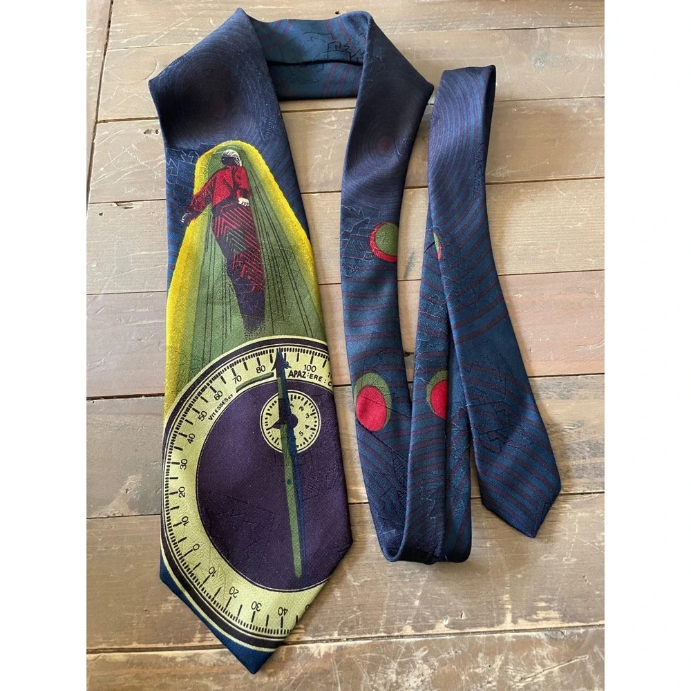 XMI Nordstrom Silk Tie Journey to Mars Navy Blue Hand Made USA